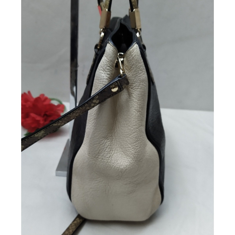 Coach Minetta Black Pebbled Leather Snakeskin Detail Satchel Crossbody Bag - Picture 5 of 16